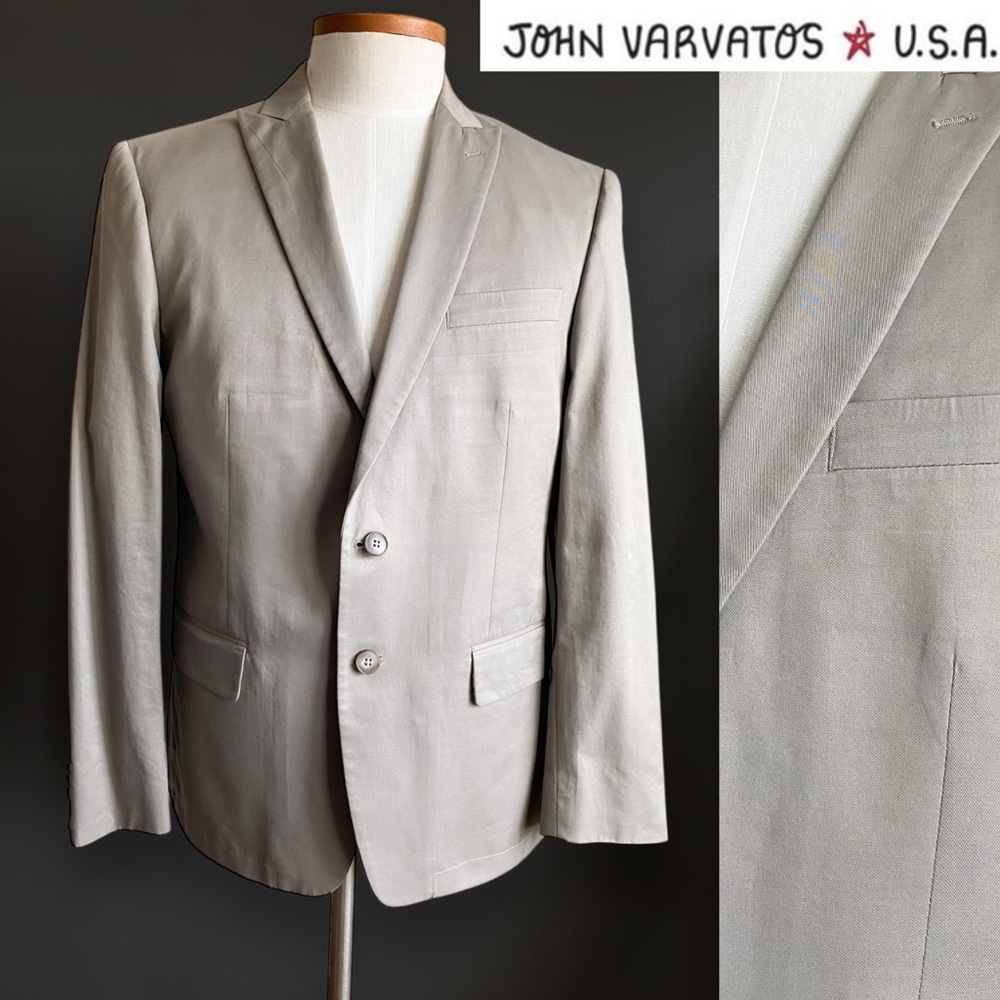 John Varvatos Gray Khaki Men’s Sport Coat Blazer Jacket Wedding Work Casual 42R